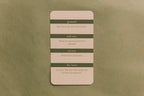 Seeds of Calm card with text on a textured sage background
